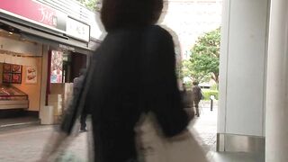 Busty skinny Japanese wife with big natural boobs fucked by stranger in the public
