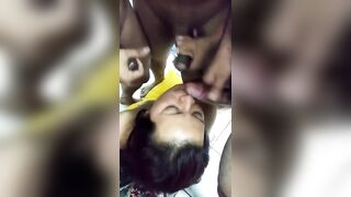 Desi bhabhi sucks cocks in gangbang