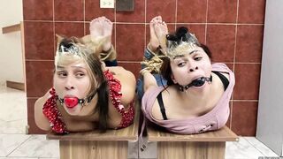 Hog-Tied Girls Just Wanna Have Fun While Ball Gagged In Barefoot Bondage