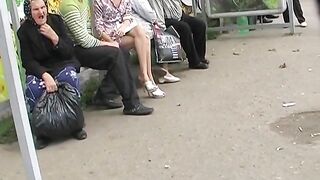 Gf Upskirt On A Bus Stop