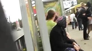 Gf Upskirt On A Bus Stop