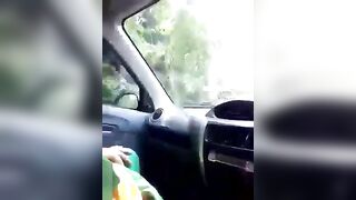 Aunty Sucking cock in car & huge tits pressed