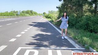 StreetFuck - Canadian Babe with Perfect Tits Sky Pierce Hitchhikes to Suck And Ride Cock