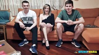 We want to fuck Maria! The SuperMILF Fulfills the Wishes of Two Young Students