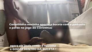Corinthiana stepdaughter bet the pussy with stepfather and in the end he ejaculates in the young woman's pepeka