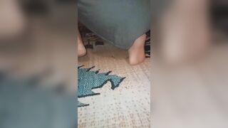Mature stepmom cleaning carpet