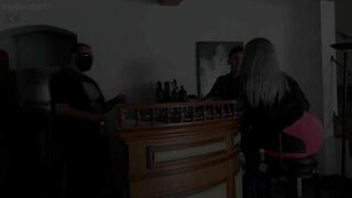 Married blonde girl fucking at the bar