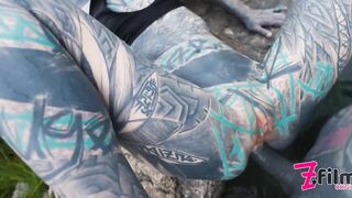 tattooed ANUSKATZZ gets ASS FUCKED in public / outdoors, gape, ANAL - Punk - Goth