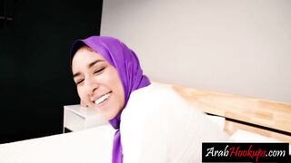 ArabHookups.com - Perfect ass Muslim teen caught recording herself and she gave a blowjob to boyfriend before teen got fucked so hard by perverted big dick partner
