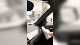 OMG so risky! Fingered my tight pussy to orgasm in public parking garage