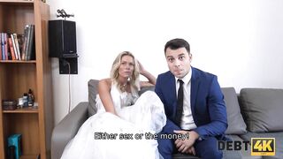 DEBT4k. Blond bride dragged into sex with loan shark near her groom