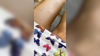 Woman masturbates in various public places and squirts