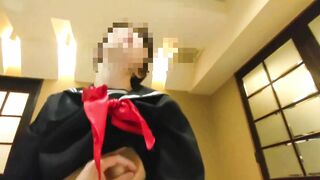 挿入部を見せながら、セーラー服で騎乗位をするアラフィフ熟女妻 Japanese mature wife cowgirl in sailor suit