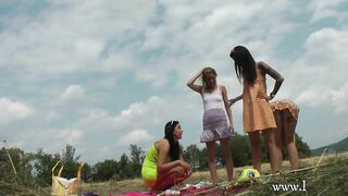 Sexy Shaved Pussy Hot Party Girls having fun Outdoor in Miniskirt Short Sun Dress and Flirty Short Shorts to Tease and Seduce