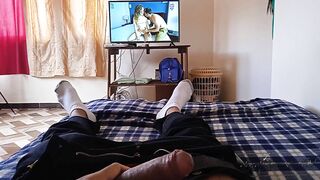My stepmother discovers me watching porn part 2: my very slutty stepmother sees my cock and begins to masturbate so that I can fuck her