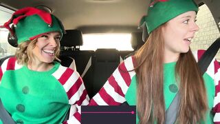 Horny elves cumming in drive thru with lush remote controlled vibrators featuring Nadia Foxx