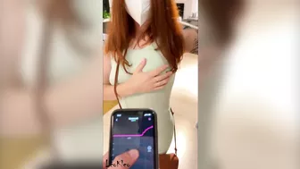 Public flashing and orgasm in the shop vibrator control LeoKleo