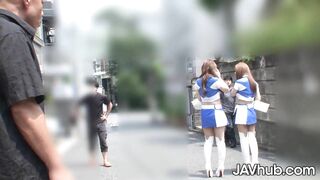 Two Japanese girls get gangbanged by a handful of men