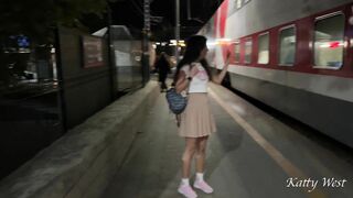 Public Pickup - Picked up a hottie at the train station and fucked her on the train