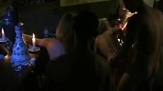 A group of horny german sluts getting fucked at the bar by some wild dudes