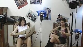 Two sexy girlfriends watch each other fuck a huge cock