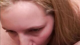 A sweet German teen gets her face covered in POV