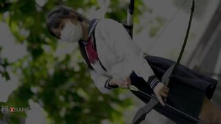 Japanese Student Girl Study of Archery Class