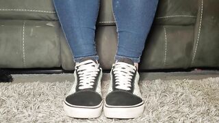 I tease you with my sneakers before you cum all over my gorgeous bare feet x