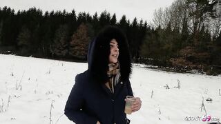 German Teen Bitch talk to Risky Public POV Blowjob by Stranger