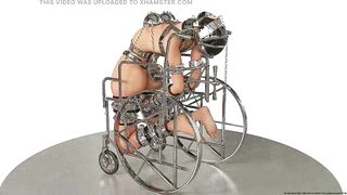 Slave Hardcore Cuffed and Chained in a Wheelchair Metal Bondage BDSM