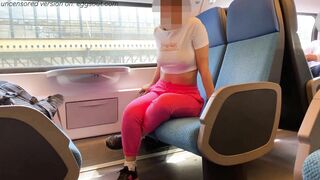 CRAZY slut teen gets dirty on the train and gives me a blowjob among the passengers - SUB ITA&ENG