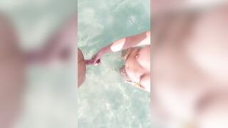 playing with stepdad's cock in the water while mom is sunbathing