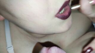 Smoking blowjob dark cherry lipstick