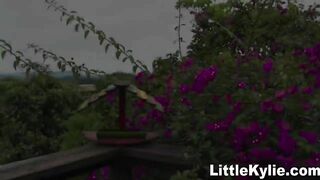Little kylie masturbates in outdoor scene