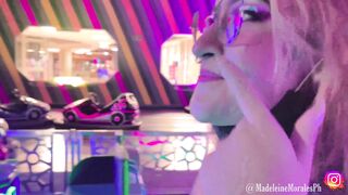Machine games in public while control my lush and I get very horny, I end up sucking his cock!