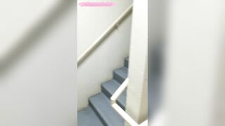 Cute Canadian slut gets fucked in a stairwell after being lied to about a broken elevator!