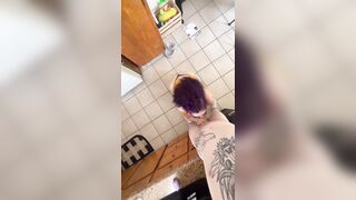 Alternative Girl in Yellow Dress sucks big dick in the Kitchen