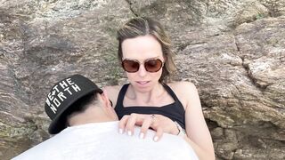 Public double creampie from husband and his friend while hiking in Joshua Tree / Sloppy seconds