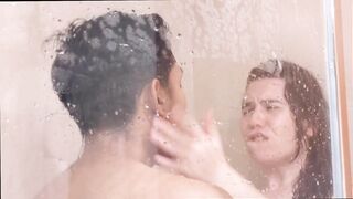 White Stepsis lets Get Slapped Passionately in the Shower