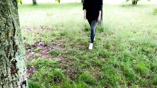 Public blowjob and swallow by girl in the garden. KleoModel