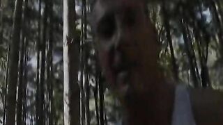 Sexy redhead slut from Germany gets her mouth filled in the middle of the woods