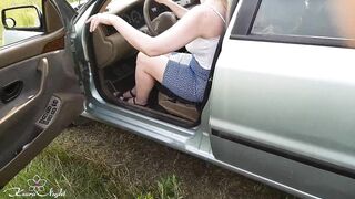 Hot Girl Public Masturbates Pussy Sex Toy and Cum in the Car - Horny Outdoor Solo