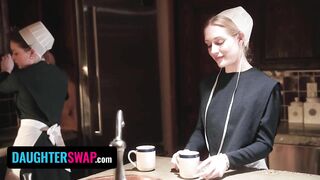 Two Amish Step Daughters Emma Starletto & Adrianna Jade Fulfill Their Wife Duty - DaughterSwap