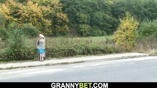 He picks up 70 yo old blonde granny for sex