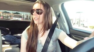 Trying not to cum too loud in the Starbucks Drive Thru!