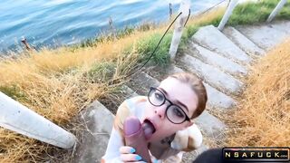 Sucking Cock with a View of the Sea Blow Jobs and Sex Outdoors (Step Sister)