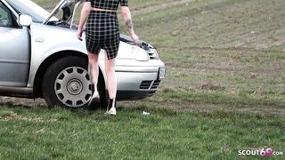 German car breakdown Girl - Talk to POV Fuck by Stranger in high seat