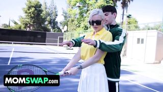 Stepmothers Beat Their Stepsons in Tennis And Then Beat Their Cocks - MYLF