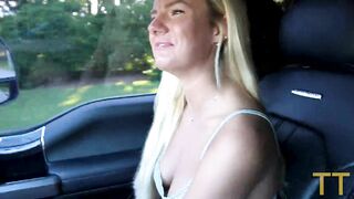 SEXY 20 Year Old Blonde Cheats on Her Boyfriend in Parking Lot -Lacy Tate