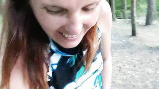 the wife wants her husband to cum in the forest. :))